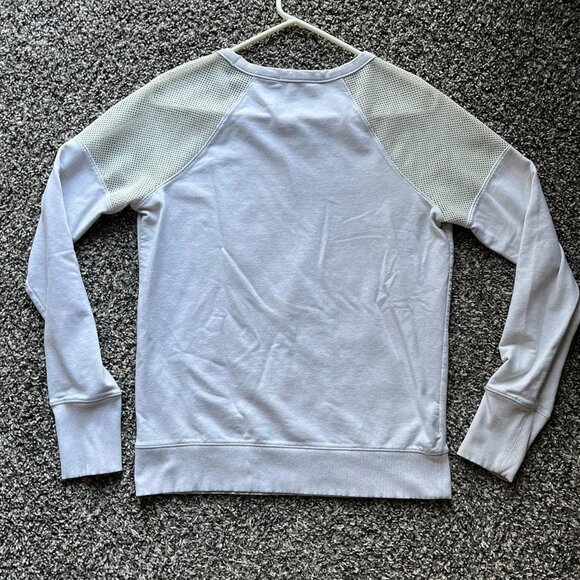 Athleta Citytime Mesh Shoulder Pullover Sweatshirt Size Small Beige Activewear - Picture 4 of 6